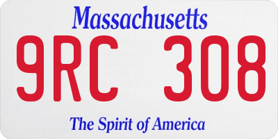 MA license plate 9RC308