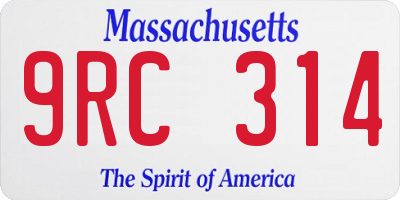 MA license plate 9RC314
