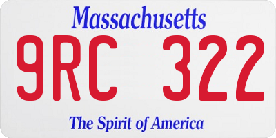 MA license plate 9RC322