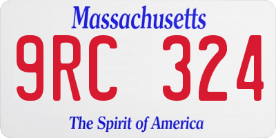 MA license plate 9RC324