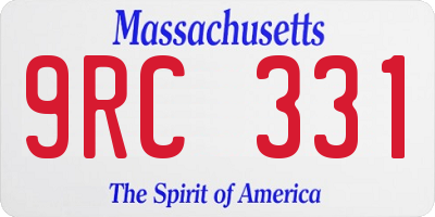 MA license plate 9RC331