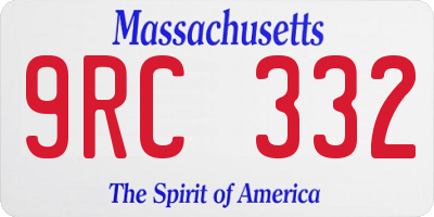 MA license plate 9RC332
