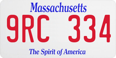 MA license plate 9RC334