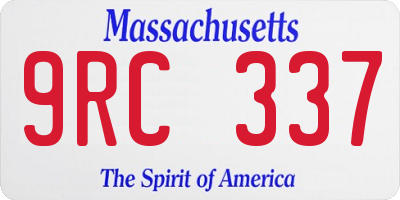 MA license plate 9RC337