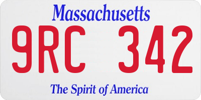 MA license plate 9RC342