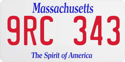 MA license plate 9RC343