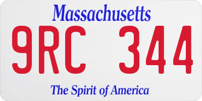 MA license plate 9RC344