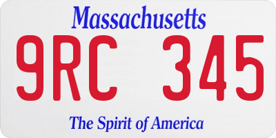 MA license plate 9RC345