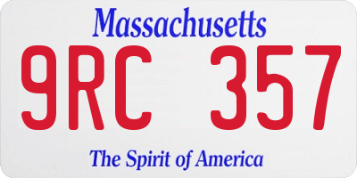 MA license plate 9RC357