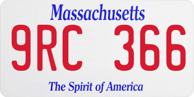 MA license plate 9RC366