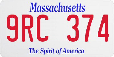 MA license plate 9RC374