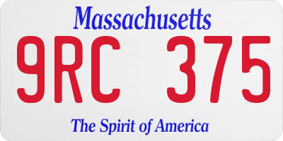 MA license plate 9RC375