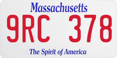 MA license plate 9RC378