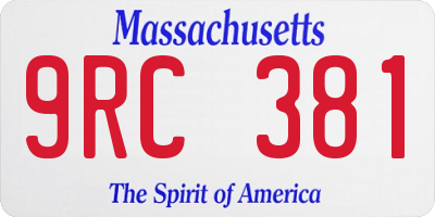 MA license plate 9RC381