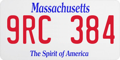 MA license plate 9RC384