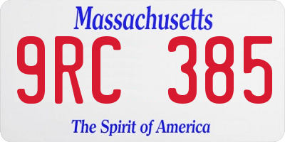 MA license plate 9RC385