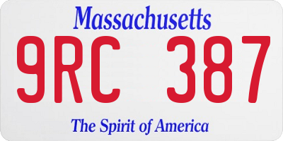 MA license plate 9RC387