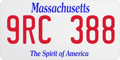 MA license plate 9RC388