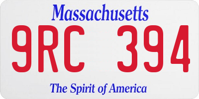 MA license plate 9RC394