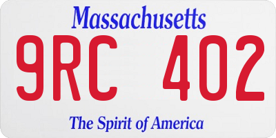 MA license plate 9RC402