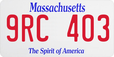 MA license plate 9RC403