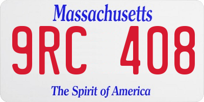 MA license plate 9RC408