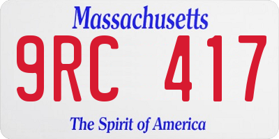 MA license plate 9RC417
