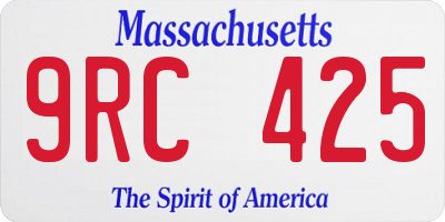 MA license plate 9RC425
