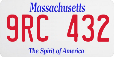 MA license plate 9RC432