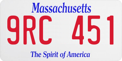 MA license plate 9RC451