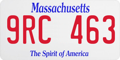 MA license plate 9RC463