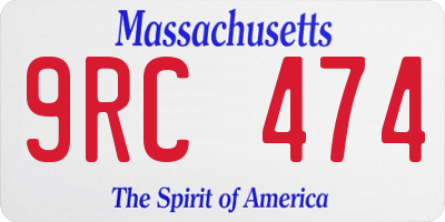MA license plate 9RC474