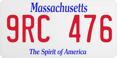 MA license plate 9RC476
