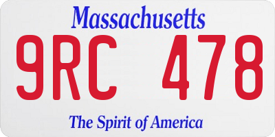 MA license plate 9RC478