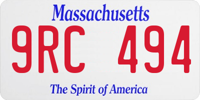MA license plate 9RC494
