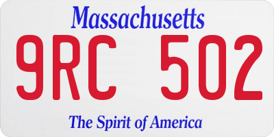 MA license plate 9RC502