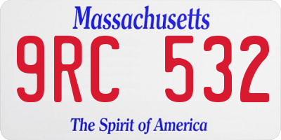 MA license plate 9RC532
