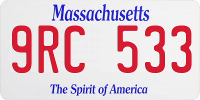 MA license plate 9RC533