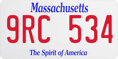 MA license plate 9RC534