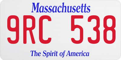 MA license plate 9RC538