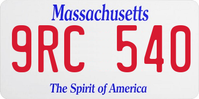 MA license plate 9RC540