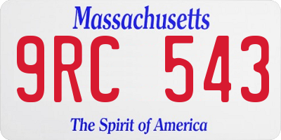 MA license plate 9RC543