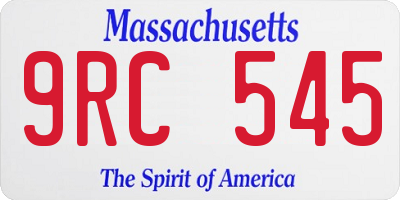 MA license plate 9RC545