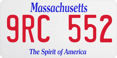 MA license plate 9RC552