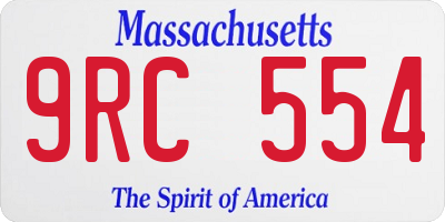 MA license plate 9RC554