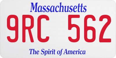 MA license plate 9RC562