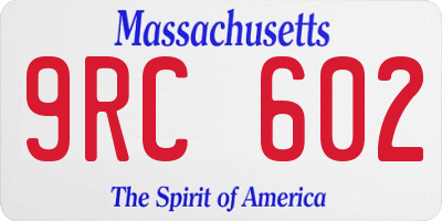 MA license plate 9RC602