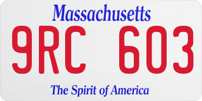 MA license plate 9RC603