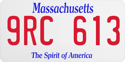 MA license plate 9RC613