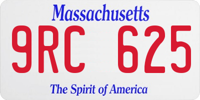 MA license plate 9RC625